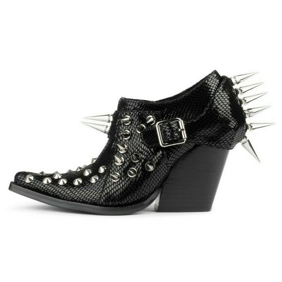 Jeffrey Campbell Shoes - Jeffrey Campbell Womens Western Heeled Spikes Leather Black Booties Shoes US 6